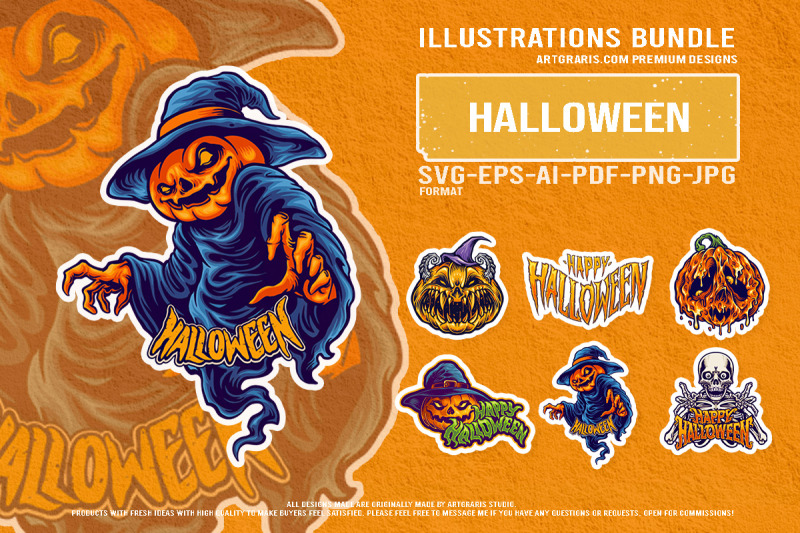 cursed-pumpkin-faces-and-haunted-skeleton-halloween-vector-pack