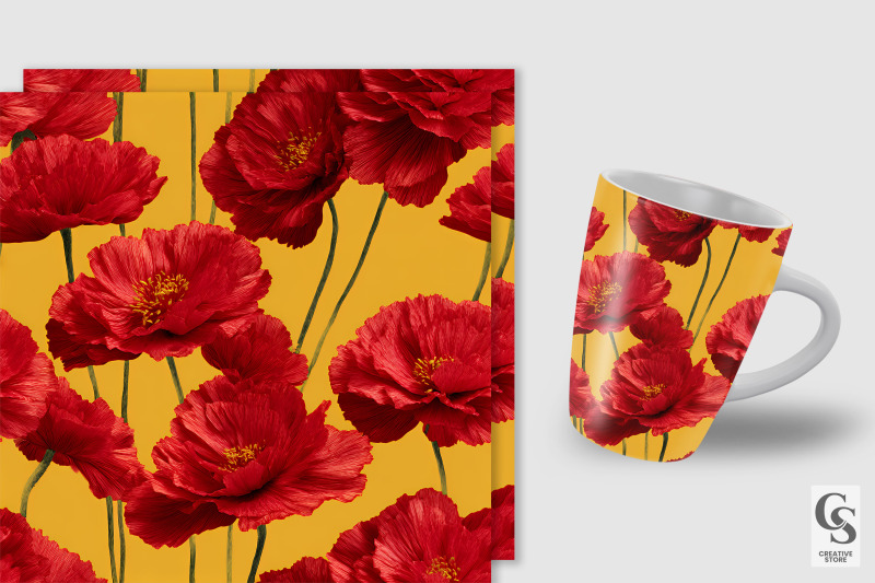 red-yellow-poppy-flowers-digital-paper