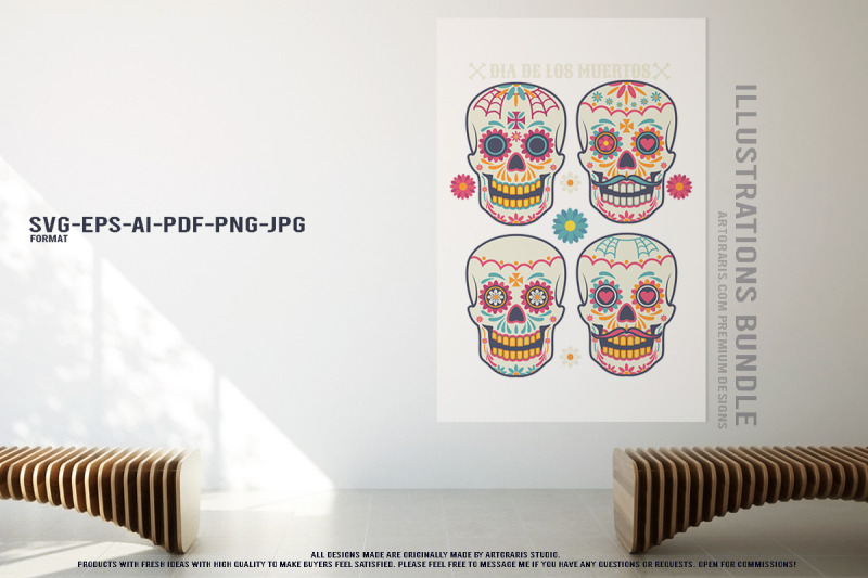 creepy-skulls-with-da-de-los-muertos-ornaments-bundle