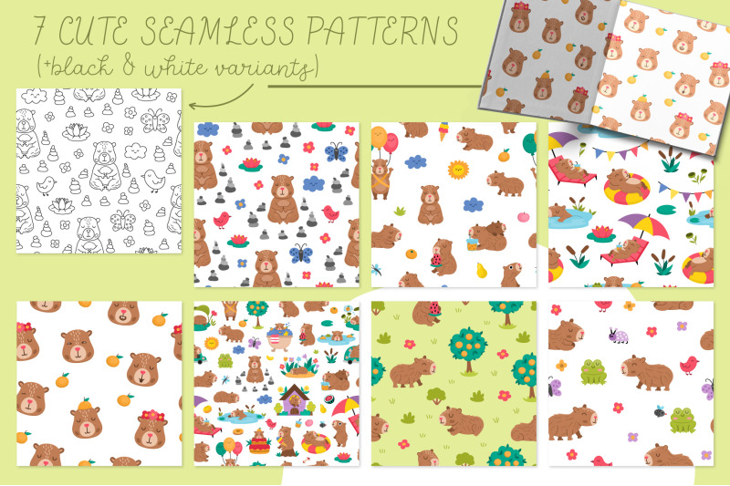 capybara-clipart-patterns-designs-collection
