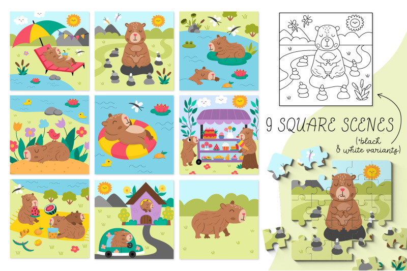 capybara-clipart-patterns-designs-collection