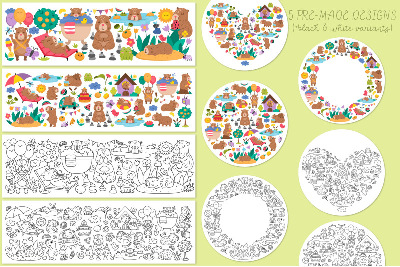 capybara-clipart-patterns-designs-collection