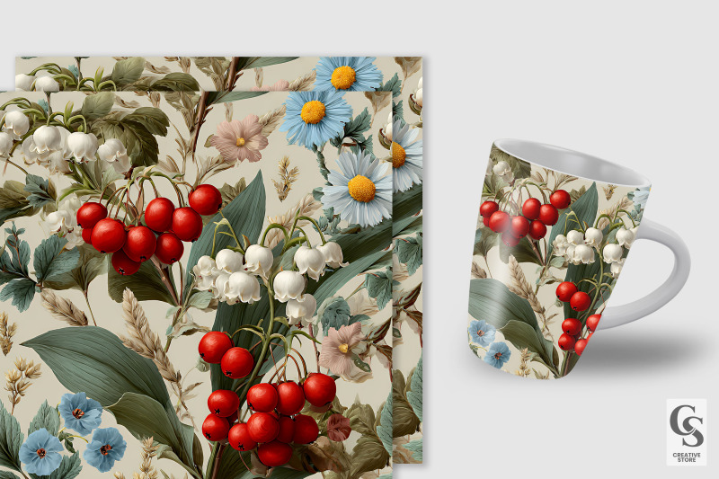 botanical-floral-berries-seamless-patterns