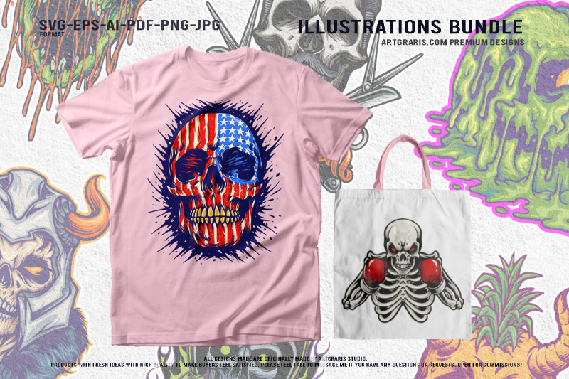 toxic-nightmares-and-sugar-skull-spirits-rising-illustrations