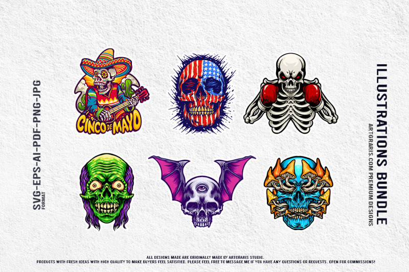 toxic-nightmares-and-sugar-skull-spirits-rising-illustrations