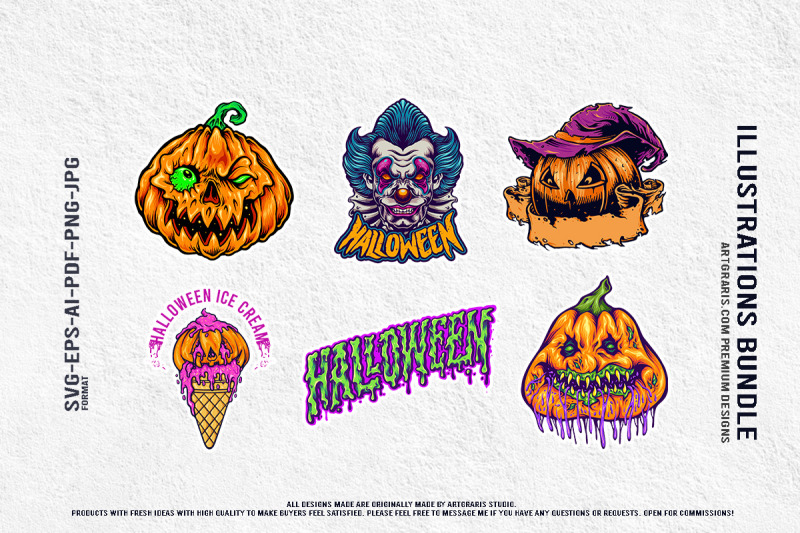 halloween-festival-vector-set-with-creepy-pumpkin-characters