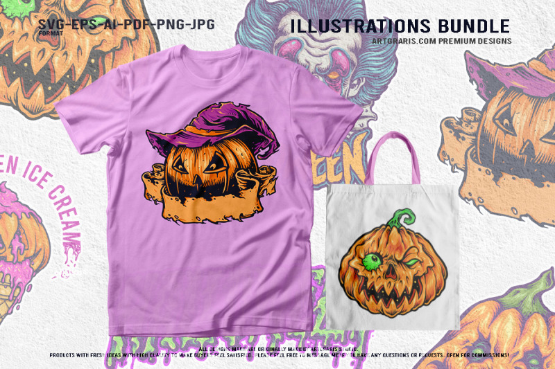 halloween-festival-vector-set-with-creepy-pumpkin-characters