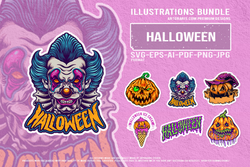 halloween-festival-vector-set-with-creepy-pumpkin-characters