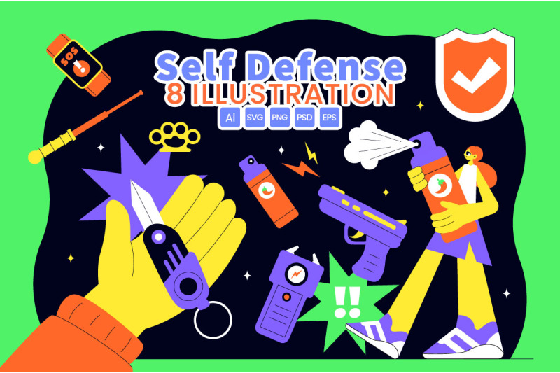 8-self-defense-vector-illustration