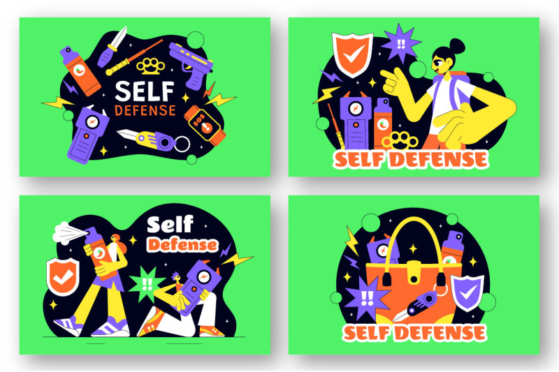 8-self-defense-vector-illustration