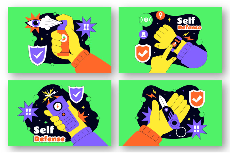 8-self-defense-vector-illustration
