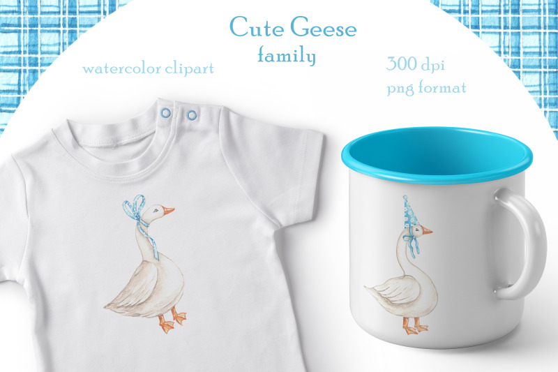 cute-geese-watercolor-clipart-goose-family