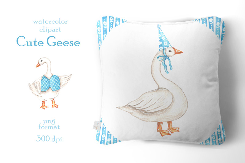 cute-geese-watercolor-clipart-goose-family