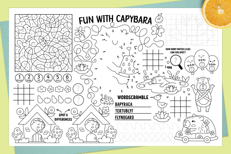 capybara-coloring-activity-play-mats-collection-for-kids
