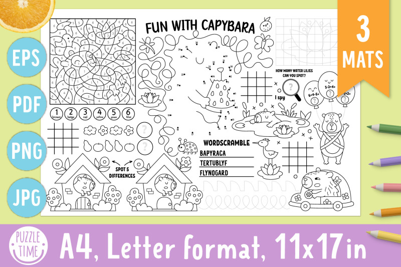 capybara-coloring-activity-play-mats-collection-for-kids