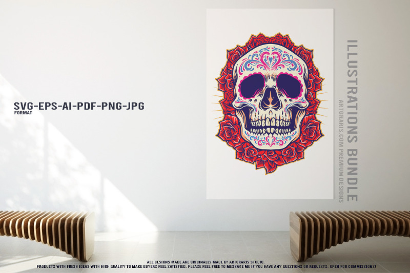 dark-mexican-festival-skulls-and-catrina-artwork