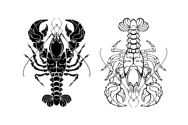 two-monochrome-lobsters