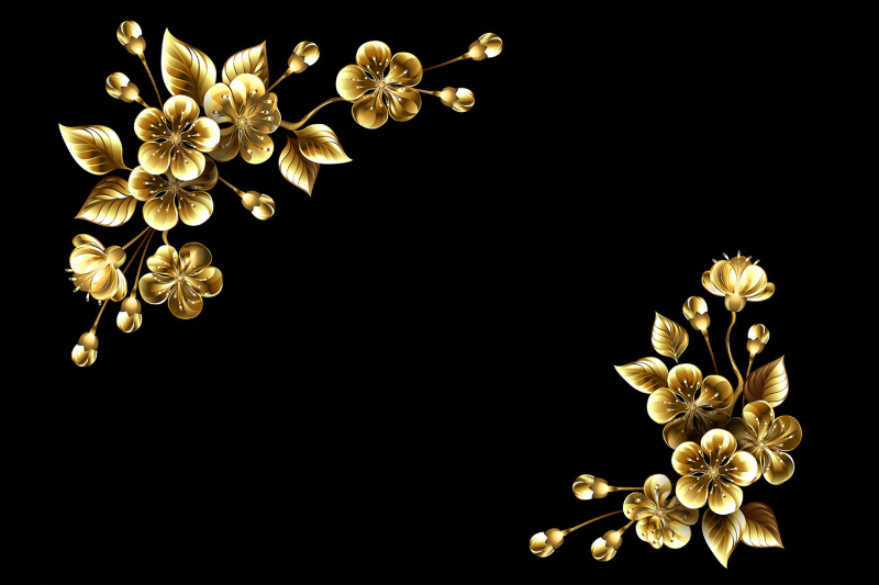 corner-frame-with-golden-sakura