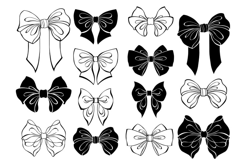 silhouette-and-outline-bows