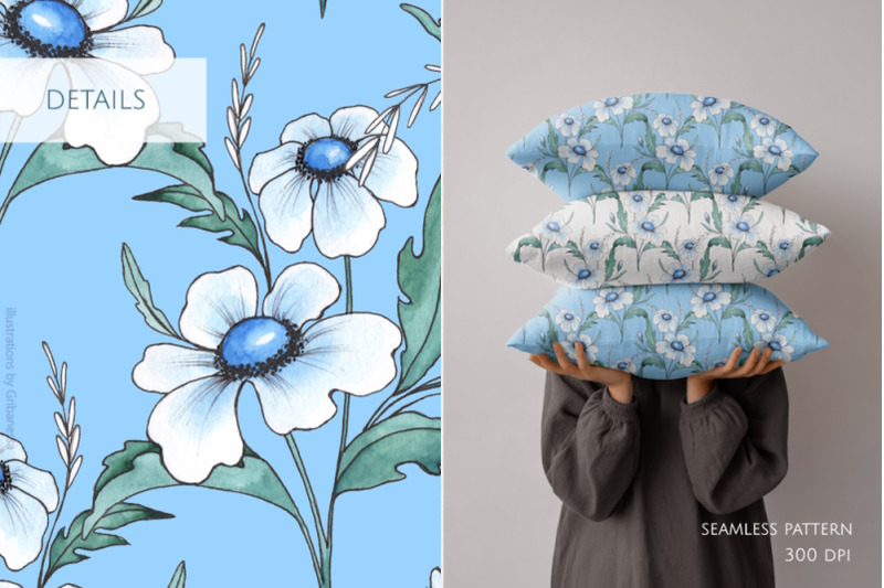 watercolor-blue-floral-patterns