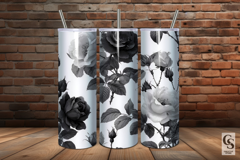 black-and-white-roses-digital-paper