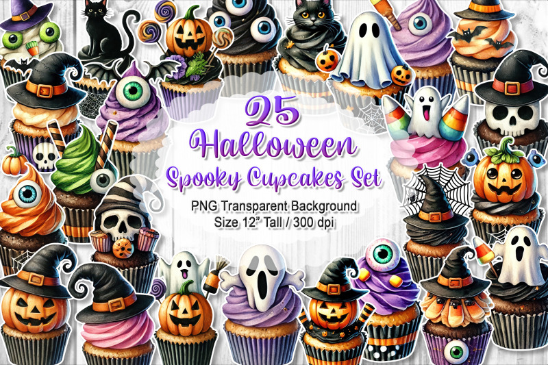 watercolor-halloween-cubcake-clipart-set