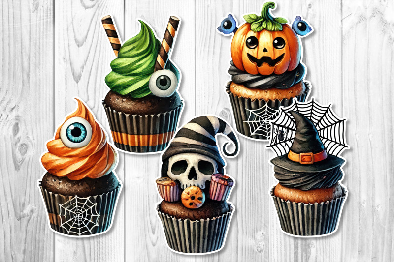 watercolor-halloween-cubcake-clipart-set