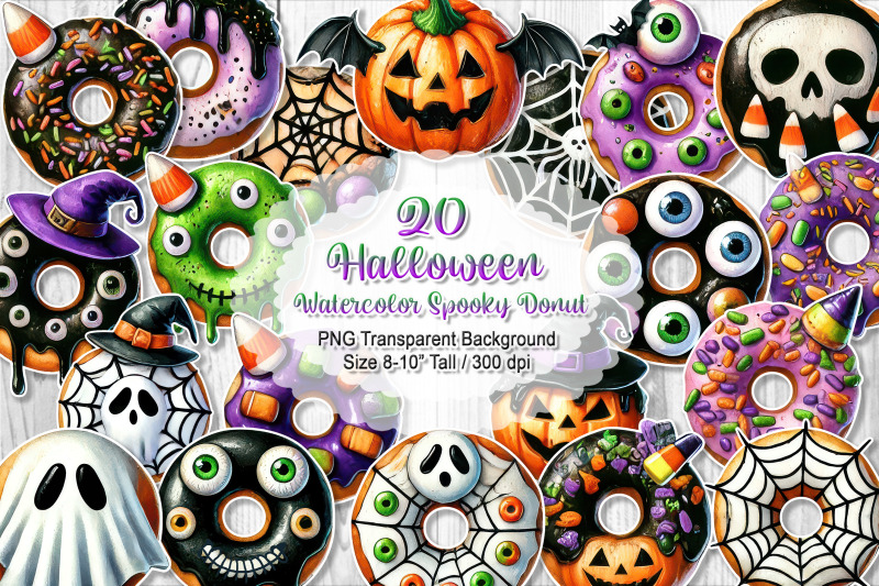 watercolor-halloween-donut-clipart-set