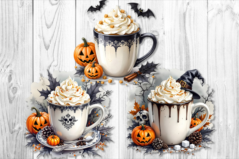 halloween-themed-mugs-clipart-set-white