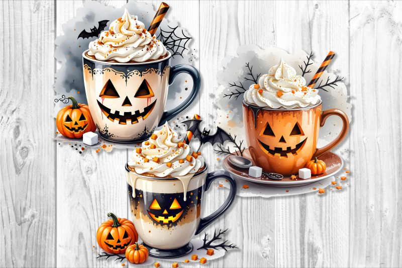 halloween-themed-mugs-clipart-set-white