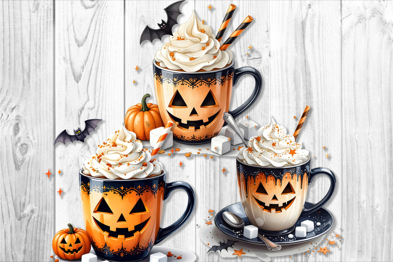 halloween-themed-mugs-clipart-set-white