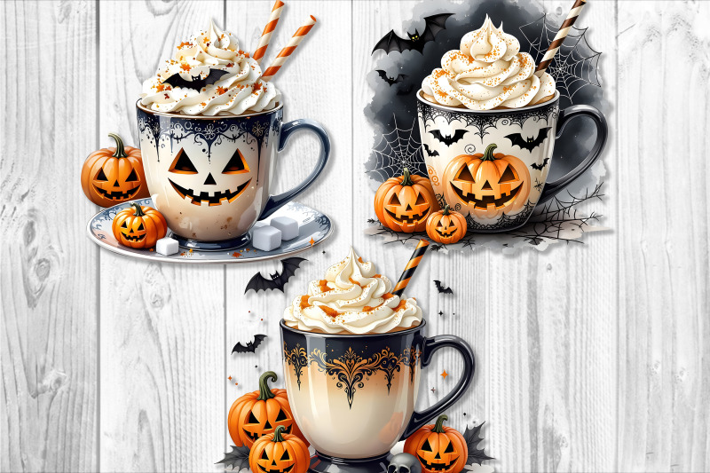 halloween-themed-mugs-clipart-set-white