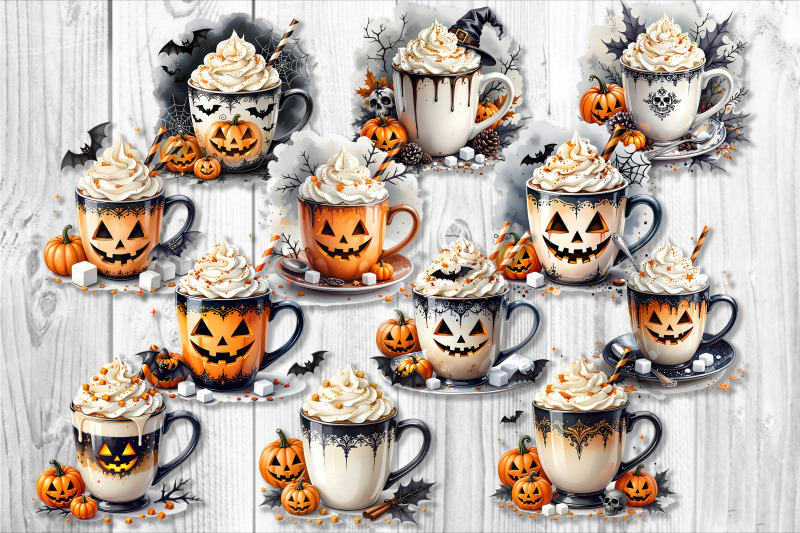 halloween-themed-mugs-clipart-set-white