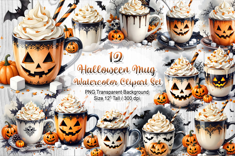 halloween-themed-mugs-clipart-set-white