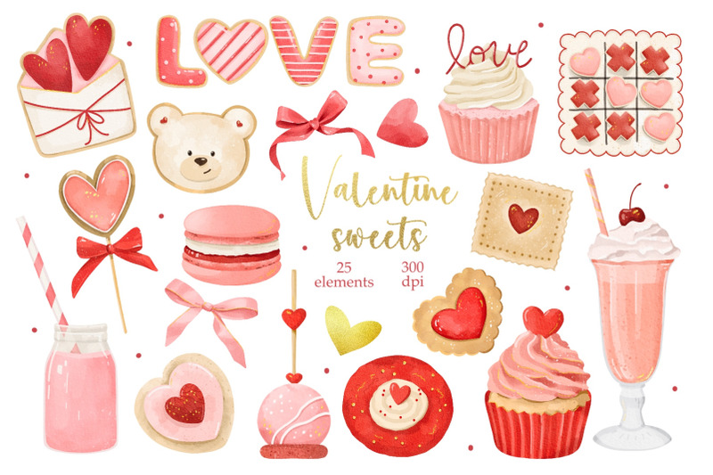 watercolor-valentines-day-sweets