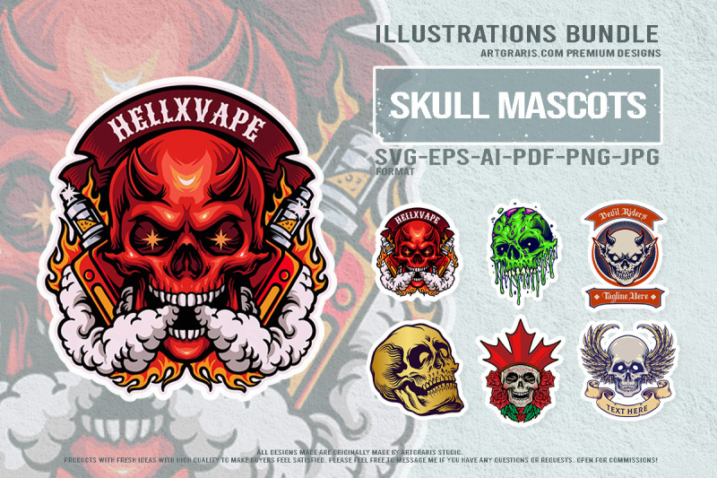 vintage-skull-illustrations-for-tattoo-and-mascot-design