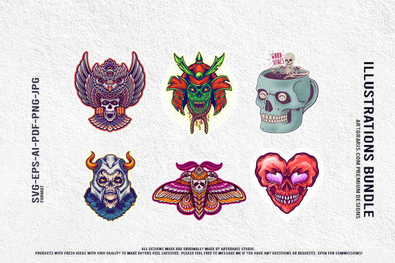 fantasy-skull-art-samurai-viking-owl-heart-moth