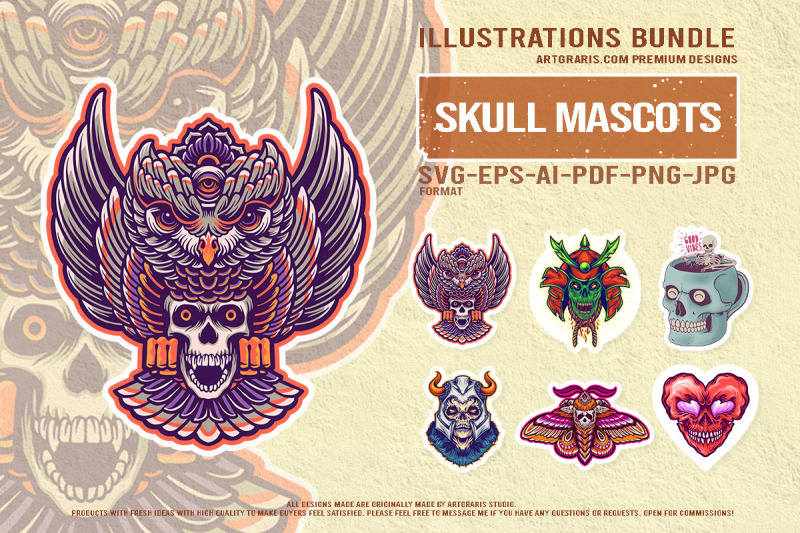 fantasy-skull-art-samurai-viking-owl-heart-moth