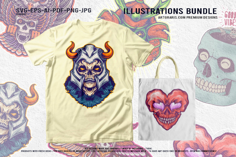 fantasy-skull-art-samurai-viking-owl-heart-moth