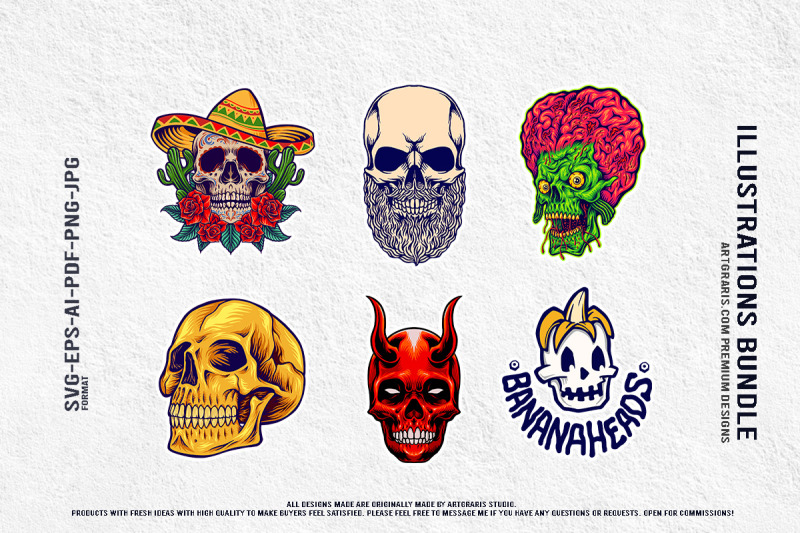 devil-skull-with-fantasy-cartoon-horror-artwork-illustrations