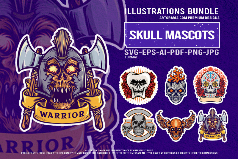unique-skull-set-tooth-sugar-flaming-warrior-biker-wings