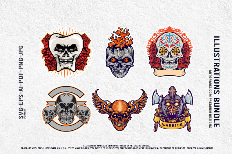 unique-skull-set-tooth-sugar-flaming-warrior-biker-wings