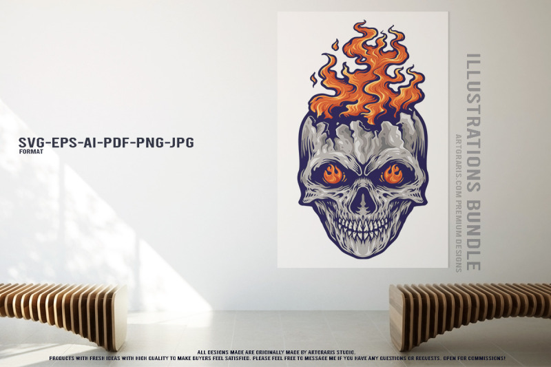 unique-skull-set-tooth-sugar-flaming-warrior-biker-wings