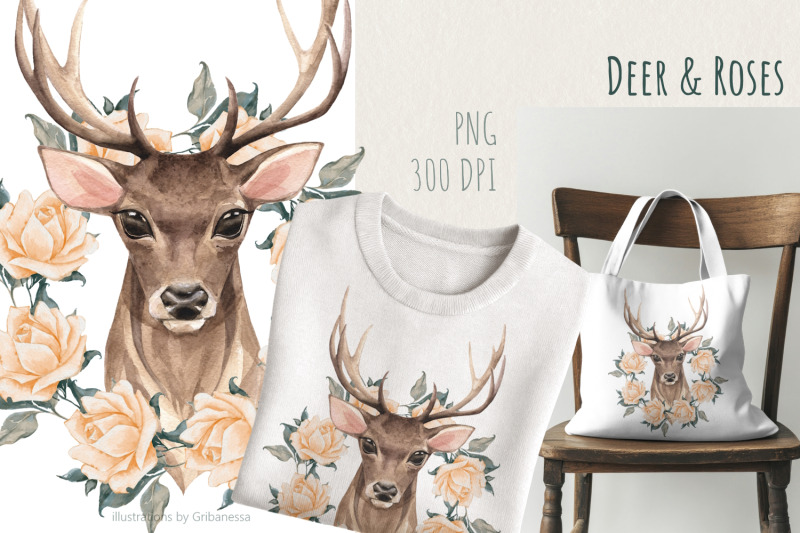 watercolor-deer-floral-png