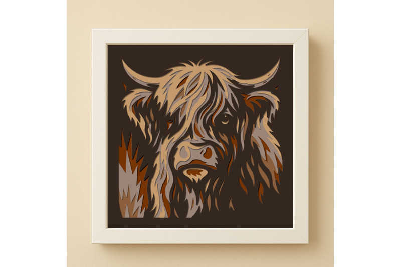 rustic-highland-cow-3d-shadow-box-svg-layered-cow-paper-cut-template