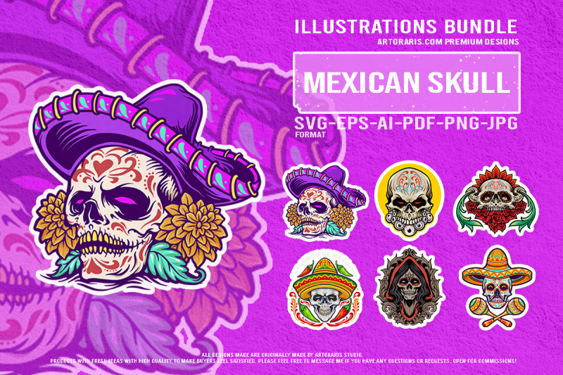 festival-of-the-dead-mexican-skull-vector-mascot-designs