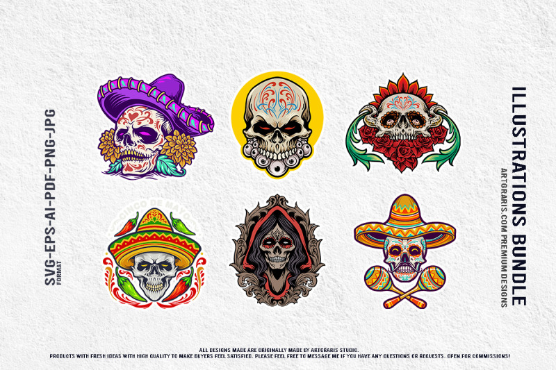 festival-of-the-dead-mexican-skull-vector-mascot-designs