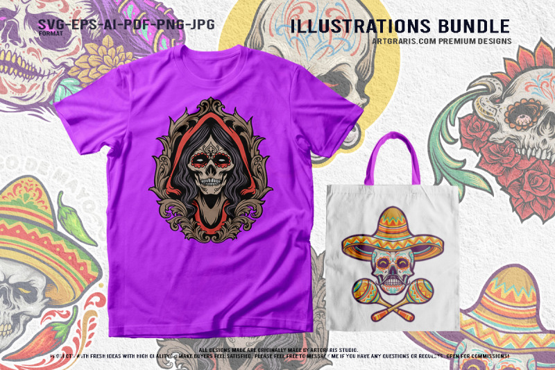 festival-of-the-dead-mexican-skull-vector-mascot-designs