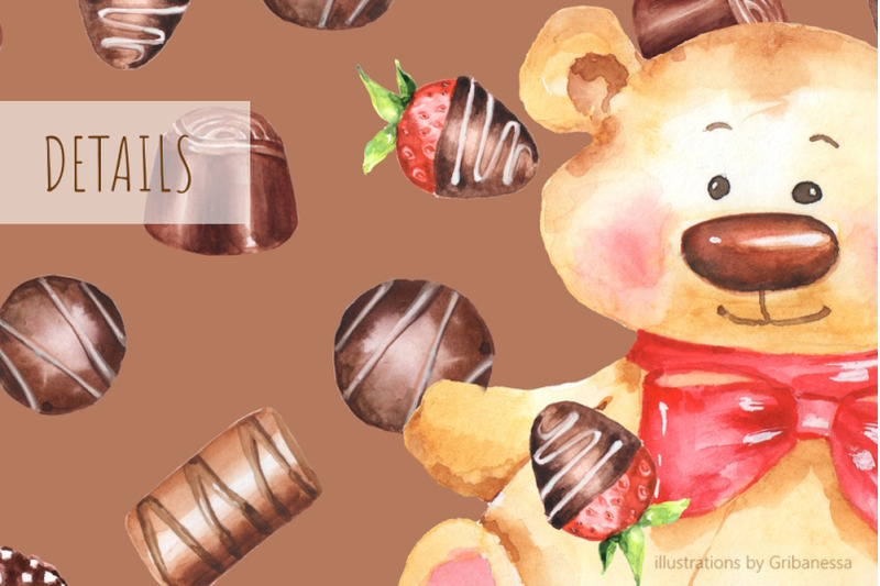 watercolor-bear-chocolate-pattern