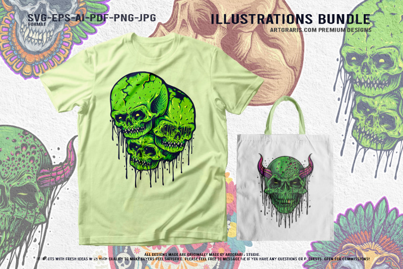 dripping-demons-and-fiesta-of-skulls-vector-illustrations
